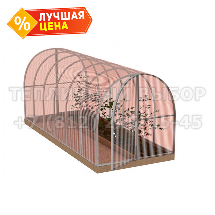Теплица из поликарбоната-фито Усиленная Арочная 1,6х4 h=1.68 м профиль 20х20 мм
