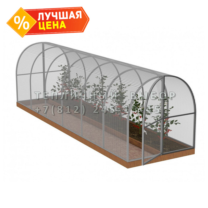 Теплица из поликарбоната Арочная 1,6х6 h=1.68 м профиль 20х20 мм