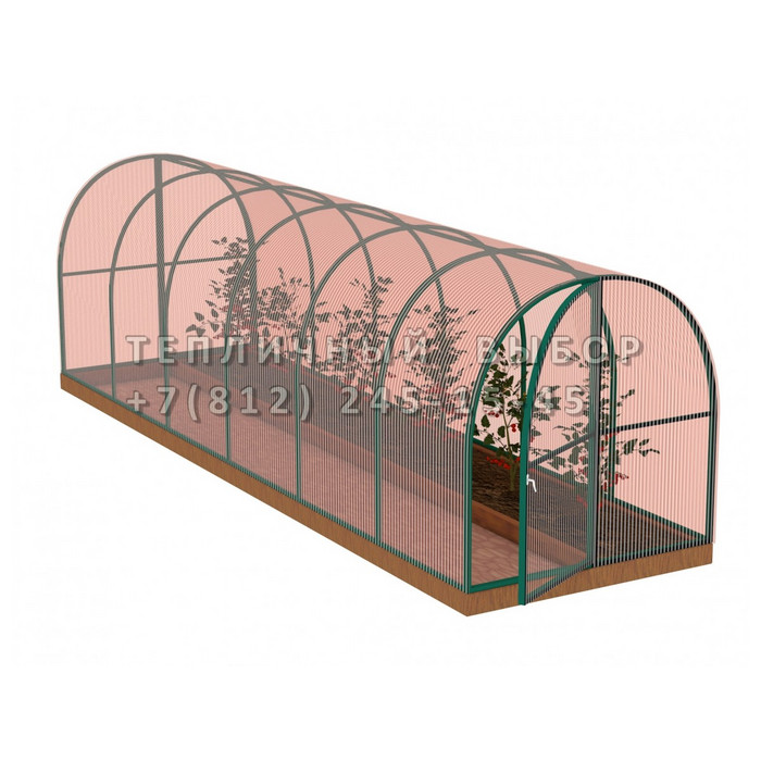 Теплица из поликарбоната-фито Арочная 1,6х6 h=1.68 м профиль 20х20 мм Зеленый
