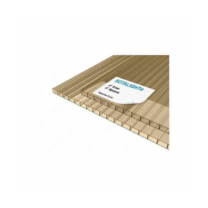 Сотовый поликарбонат 8 мм SOTALIGHT бронза 2100х6000 мм